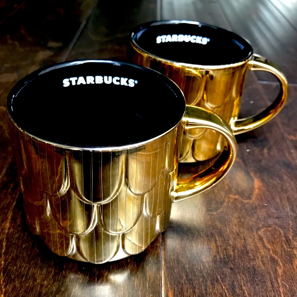 Set of STARBUCKS Gold Mug + FREE GIFTS NWT